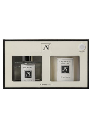 Aroma Naturals London White Minimalist Luxe Candle & Reed Diffuser Gift Set Sensationnelle Scent