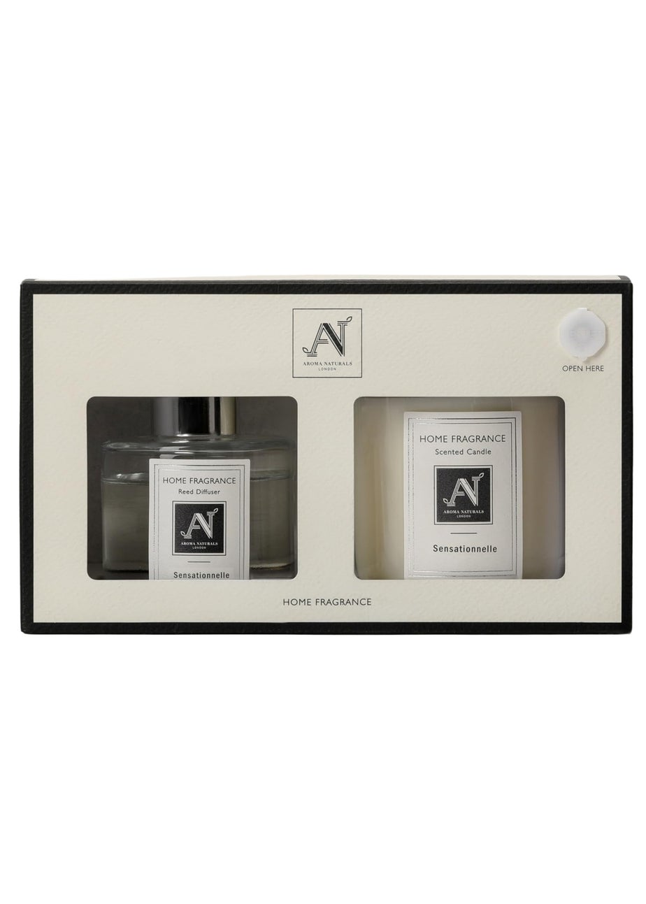 Aroma Naturals London White Minimalist Luxe Candle & Reed Diffuser Gift Set Sensationnelle Scent