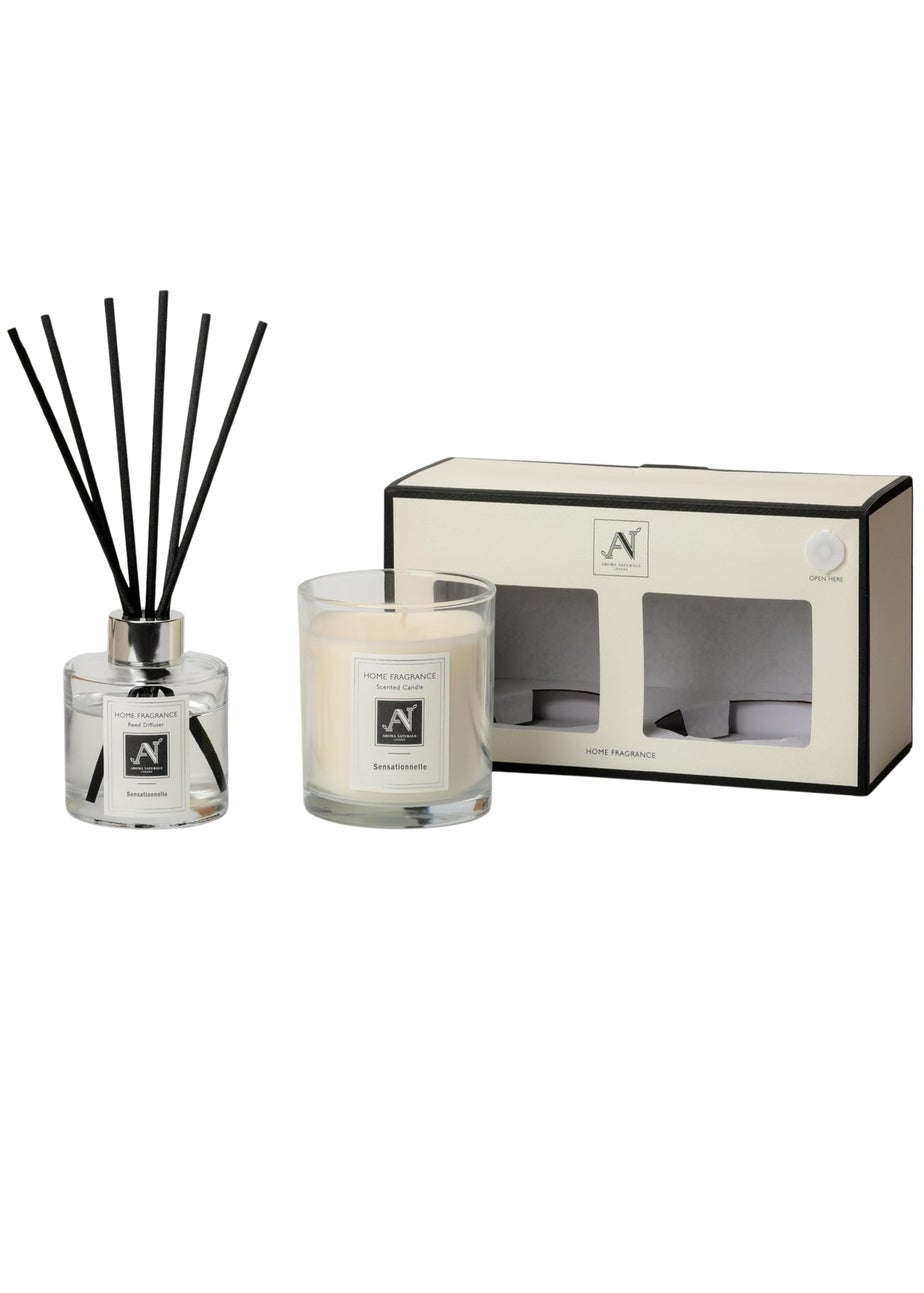 Aroma Naturals London White Minimalist Luxe Candle & Reed Diffuser Gift Set Sensationnelle Scent