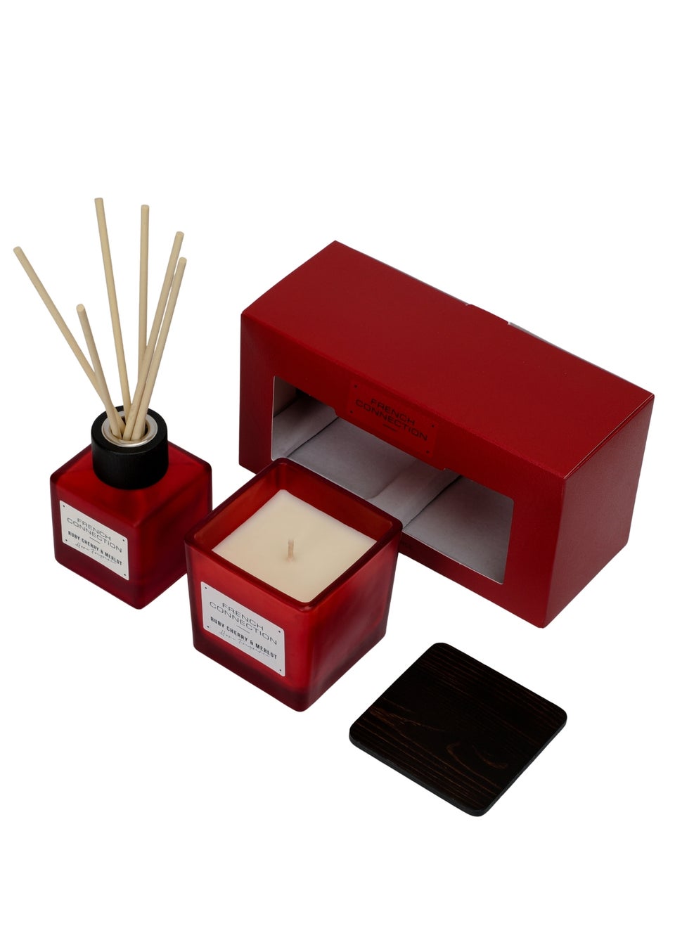 French Connection Red Candle & Reed Diffuser Giftset Cherry & Merlot 200g & 100ML