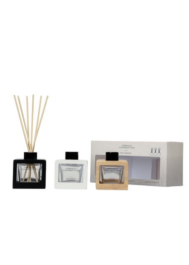 French Connection Reed Diffusers Giftset Wooden Surround 3 X 50G