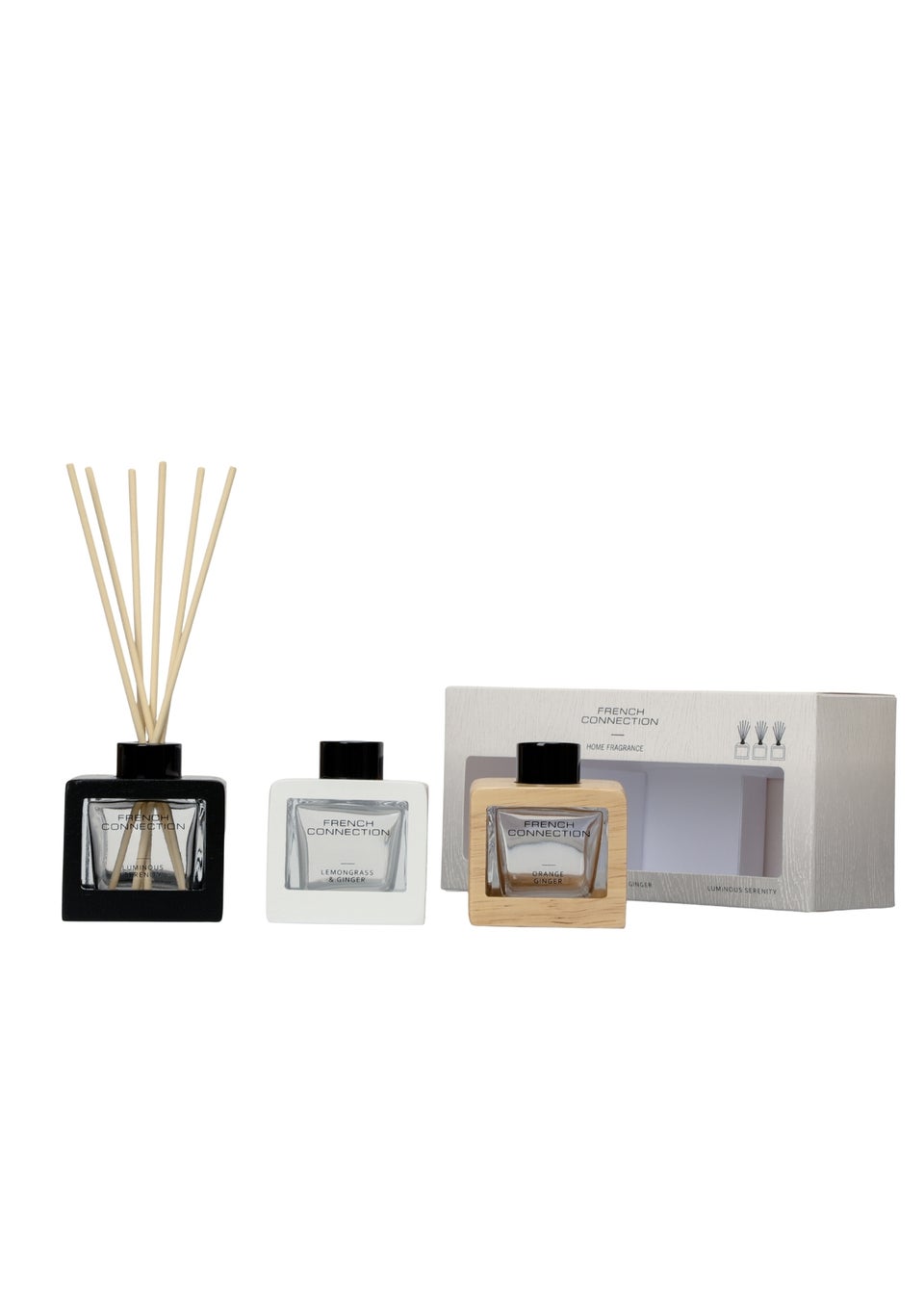 French Connection Reed Diffusers Giftset Wooden Surround 3 X 50G