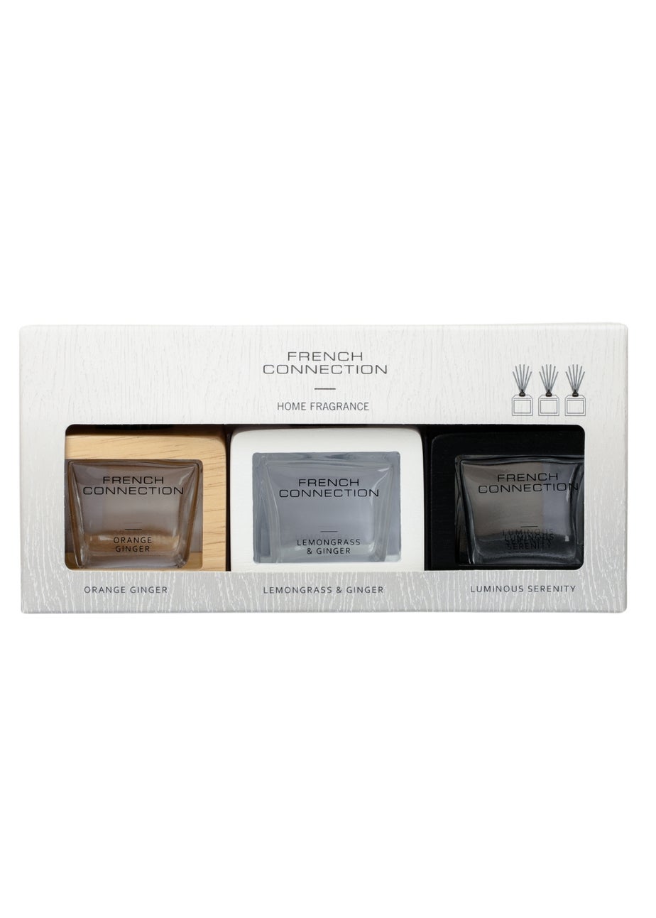French Connection Reed Diffusers Giftset Wooden Surround 3 X 50G