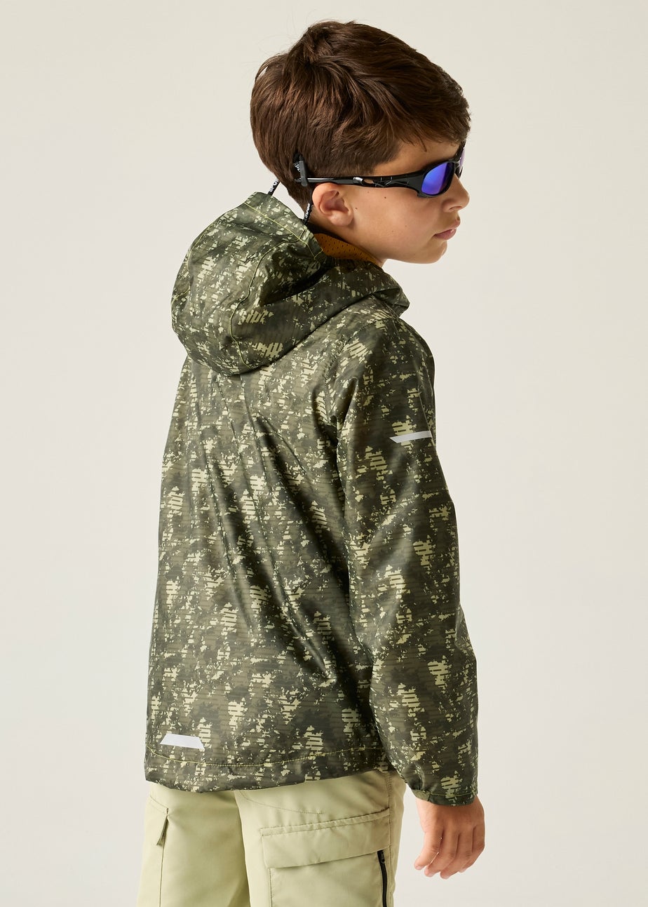 Regatta Light Sage Line Camo Printed Lever II Waterproof Reflective Jacket (3-13 Years)