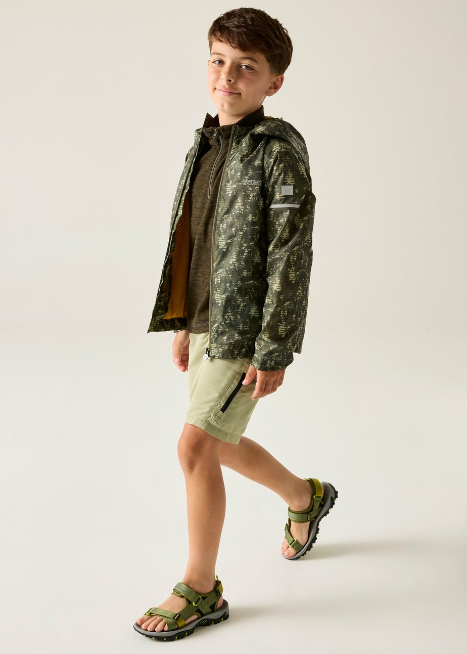Regatta Light Sage Line Camo Printed Lever II Waterproof Reflective Jacket (3-13 Years)