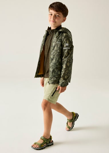 Regatta Light Sage Line Camo Printed Lever II Waterproof Reflective Jacket (3-13 Years)