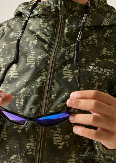 Regatta Light Sage Line Camo Printed Lever II Waterproof Reflective Jacket (3-13 Years)