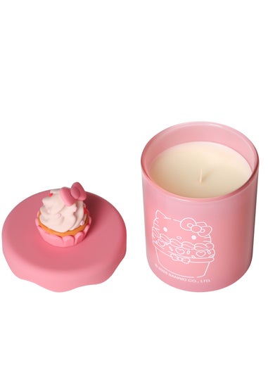 Hello Kitty Bakery Strawberry Cupcake Scented Pink Candle 213g 1 Wick with 3D Silicone Cup Cake Lid