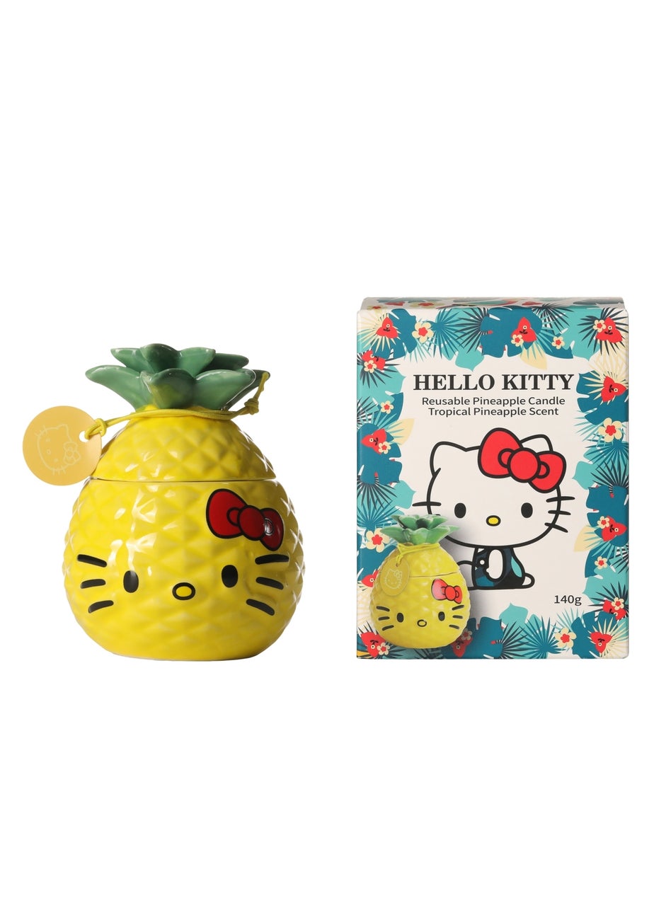 Hello Kitty Tropical Pineapple Scented Yellow Candle 213g 1 Wick with 3D Silicone Lid