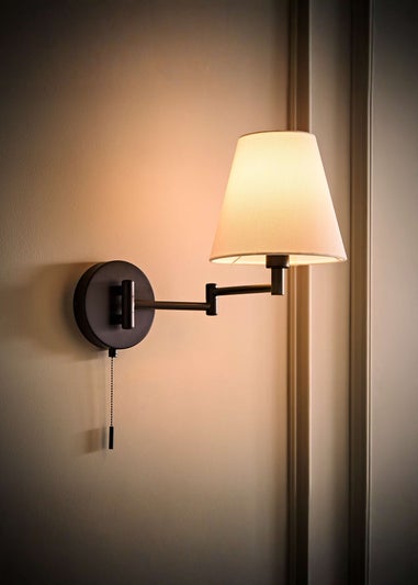 ValueLights Sonia Black Adjustable Swing Arm Wall Light