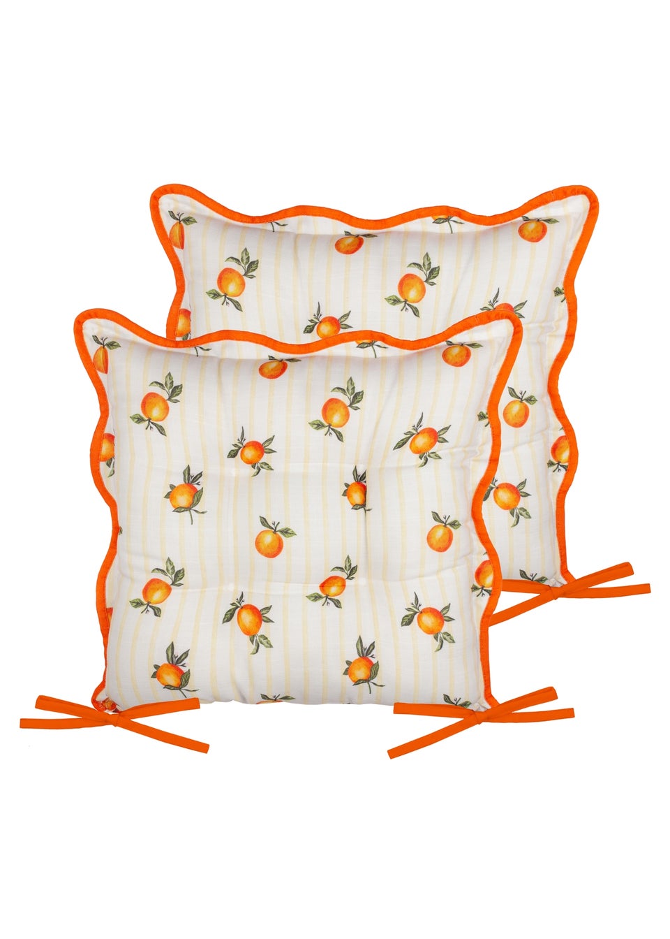Furn Fruits Oranges Striped 2 Pack Indoor/Outdoor Seat Pads (40 x 40cm)