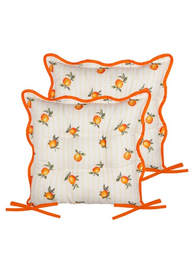 Furn Fruits Oranges Striped 2 Pack Indoor/Outdoor Seat Pads (40 x 40cm)