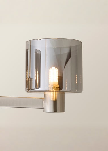 ValueLights Demi Brushed Chrome Ceiling Light Fitting Smoked Glass Shades