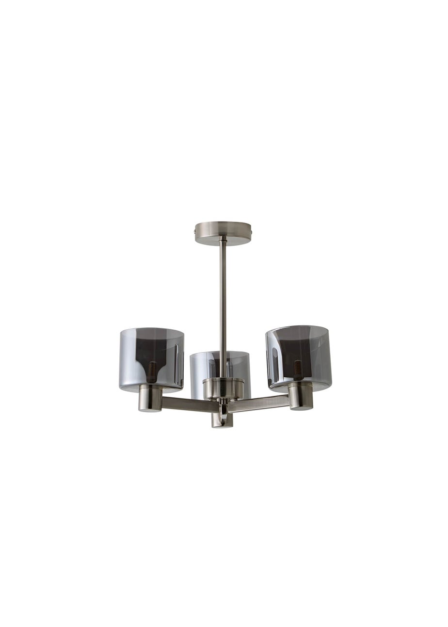 ValueLights Demi Brushed Chrome Ceiling Light Fitting Smoked Glass Shades