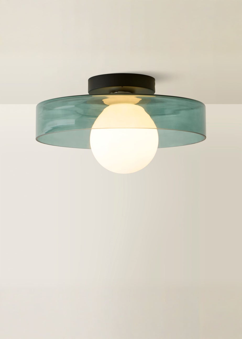 ValueLights Newbury Green Stained Glass Bathroom Ceiling Light Fitting IP44