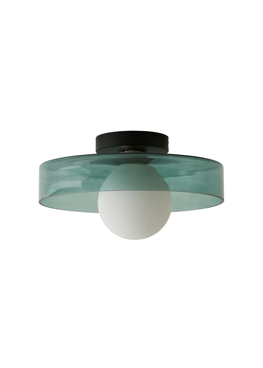 ValueLights Newbury Green Stained Glass Bathroom Ceiling Light Fitting IP44