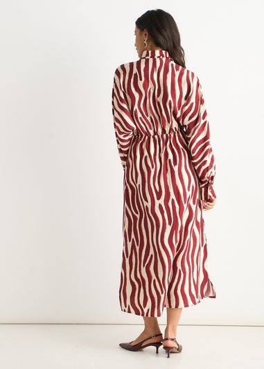 Gini London Burgundy Zebra Print Batwing Sleeves Shirt Dress