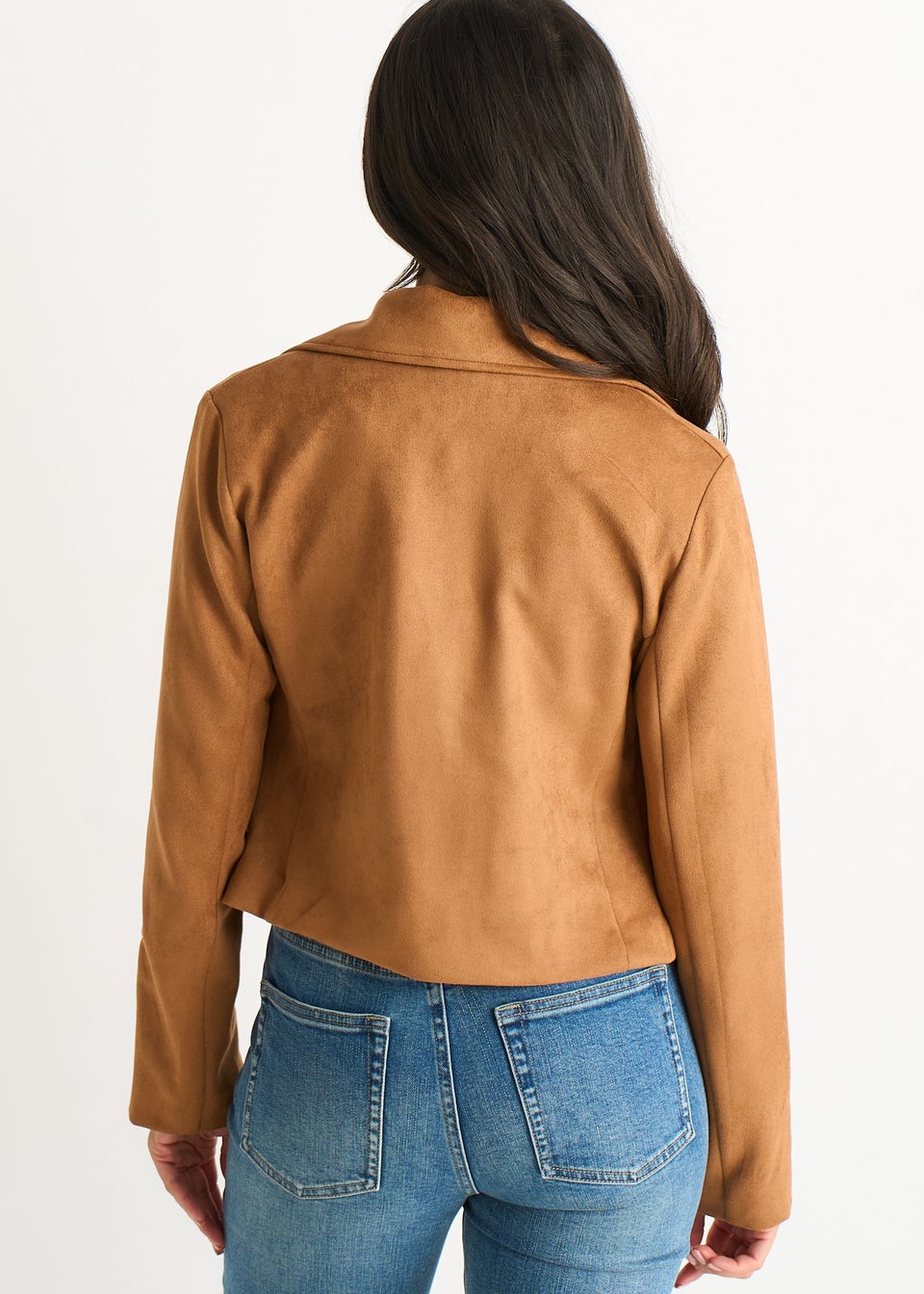 Gini London Brown Faux Suede Biker Jacket