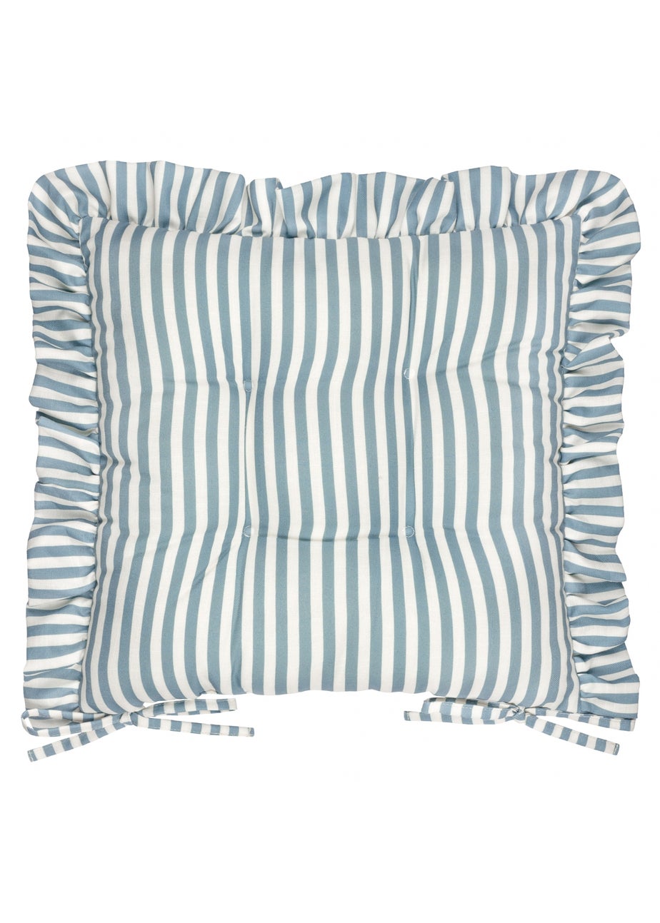 Wylder Millie Ruffle Blue 2 Pack Indoor/Outdoor Seat Pads (40 x 40cm)