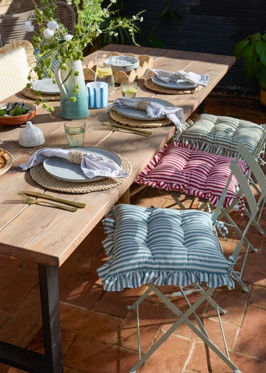 Wylder Millie Ruffle Blue 2 Pack Indoor/Outdoor Seat Pads (40 x 40cm)