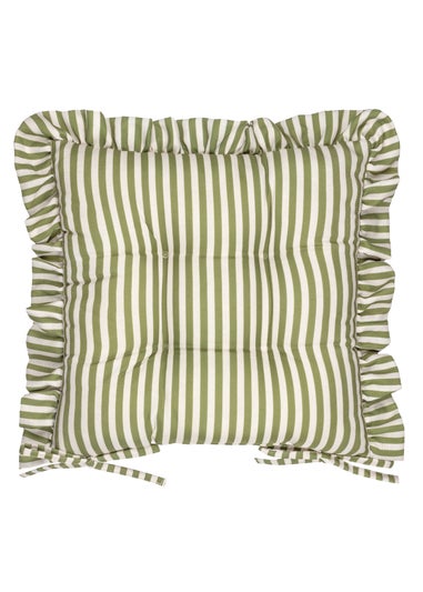 Wylder Millie Ruffle Green 2 Pack Indoor/Outdoor Seat Pads (40 x 40cm)