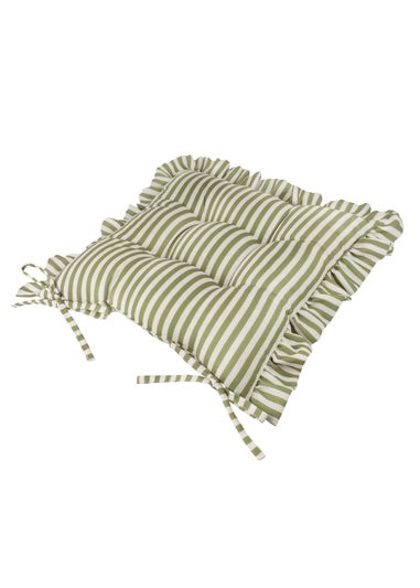Wylder Millie Ruffle Green 2 Pack Indoor/Outdoor Seat Pads (40 x 40cm)