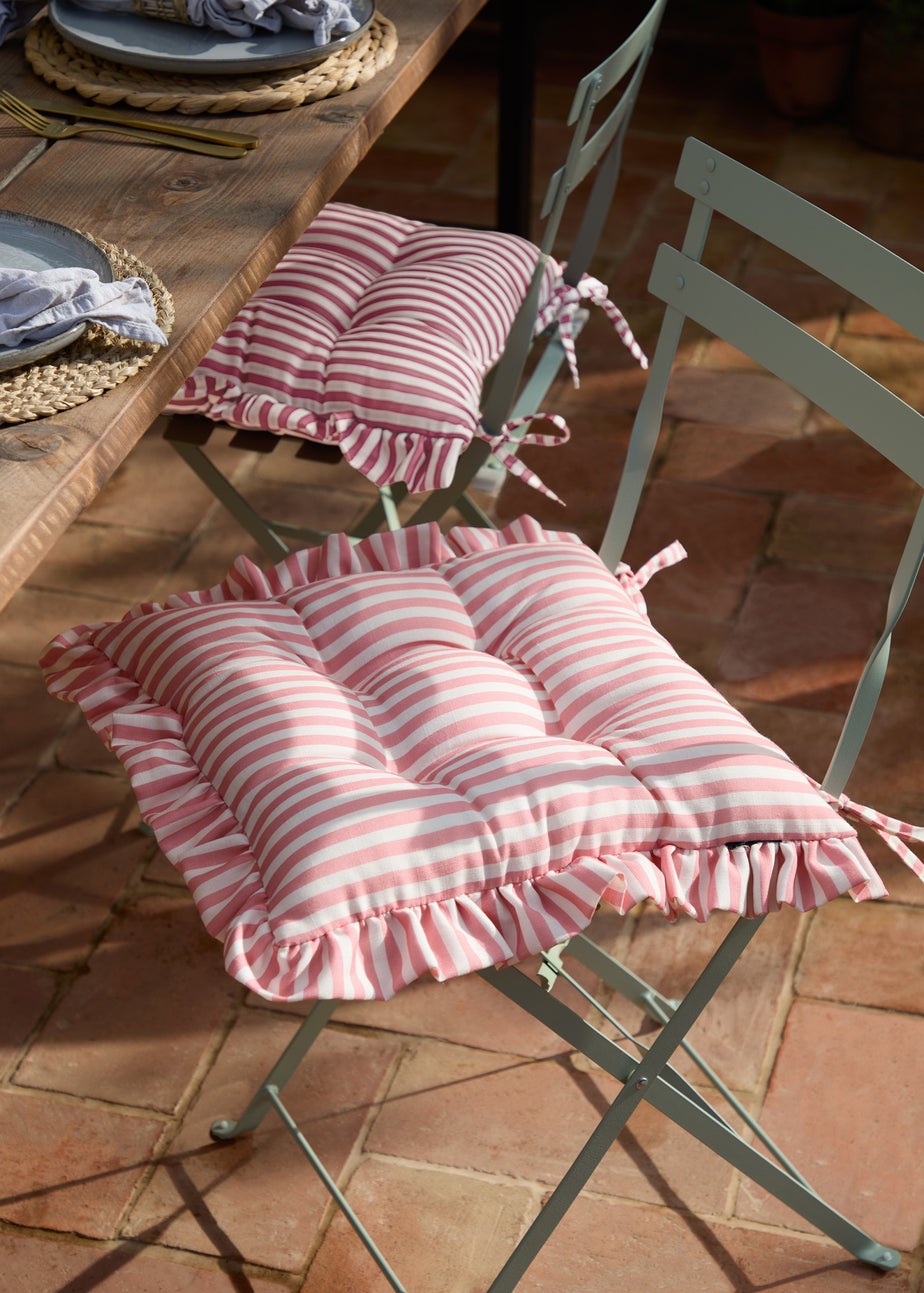 Wylder Millie Ruffle Pink 2 Pack Indoor/Outdoor Seat Pads (40 x 40cm)