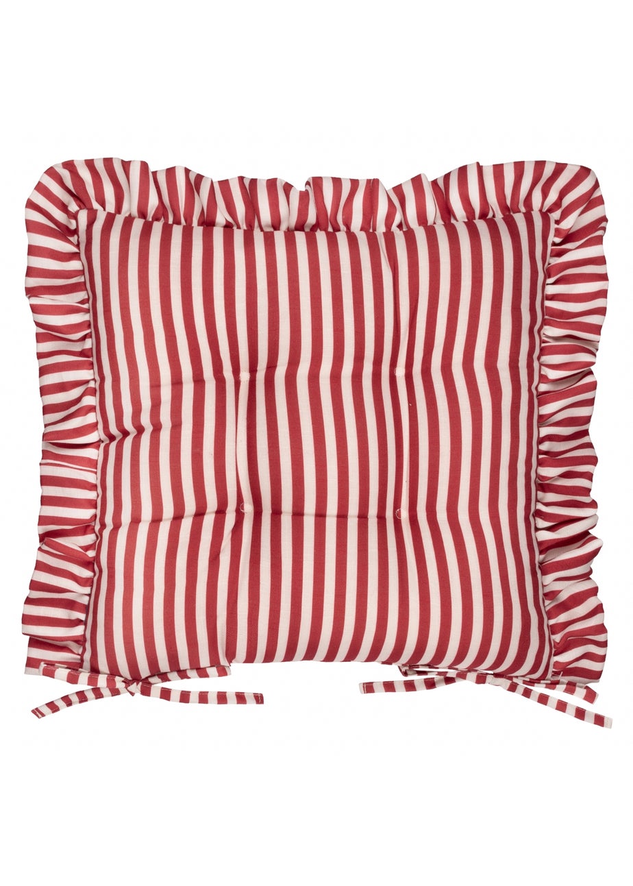 Wylder Millie Ruffle Red 2 Pack Indoor/Outdoor Seat Pads (40 x 40cm)