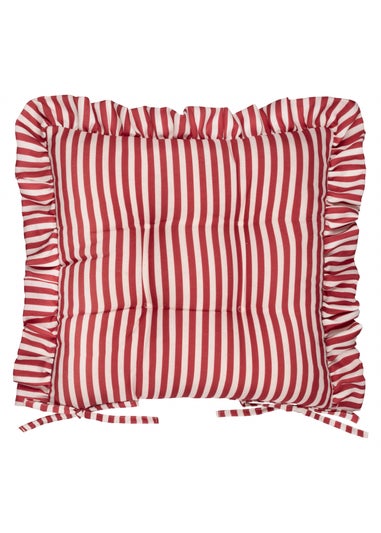Wylder Millie Ruffle Red 2 Pack Indoor/Outdoor Seat Pads (40 x 40cm)