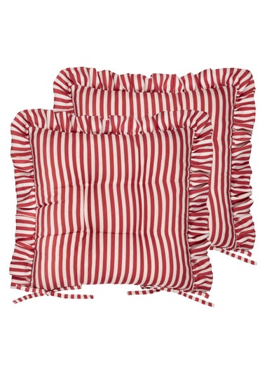 Wylder Millie Ruffle Red 2 Pack Indoor/Outdoor Seat Pads (40 x 40cm)
