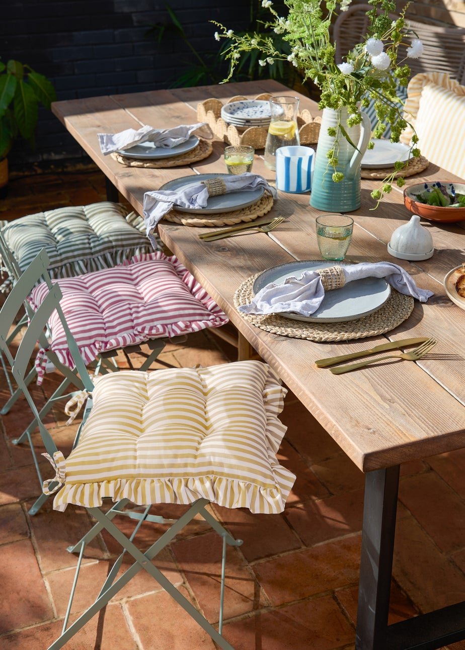 Wylder Millie Ruffle Yellow 2 Pack Indoor/Outdoor Seat Pads (40 x 40cm)