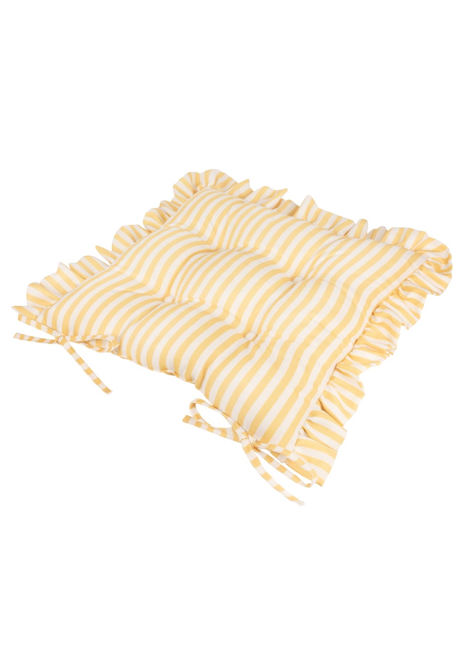 Wylder Millie Ruffle Yellow 2 Pack Indoor/Outdoor Seat Pads (40 x 40cm)