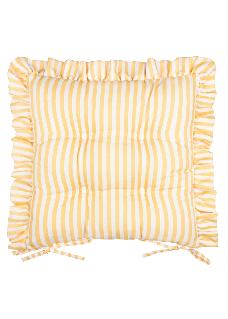 Wylder Millie Ruffle Yellow 2 Pack Indoor/Outdoor Seat Pads (40 x 40cm)
