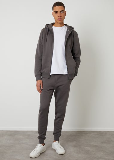 Threadbare Grey Cotton Blend Zip Through Hoodie