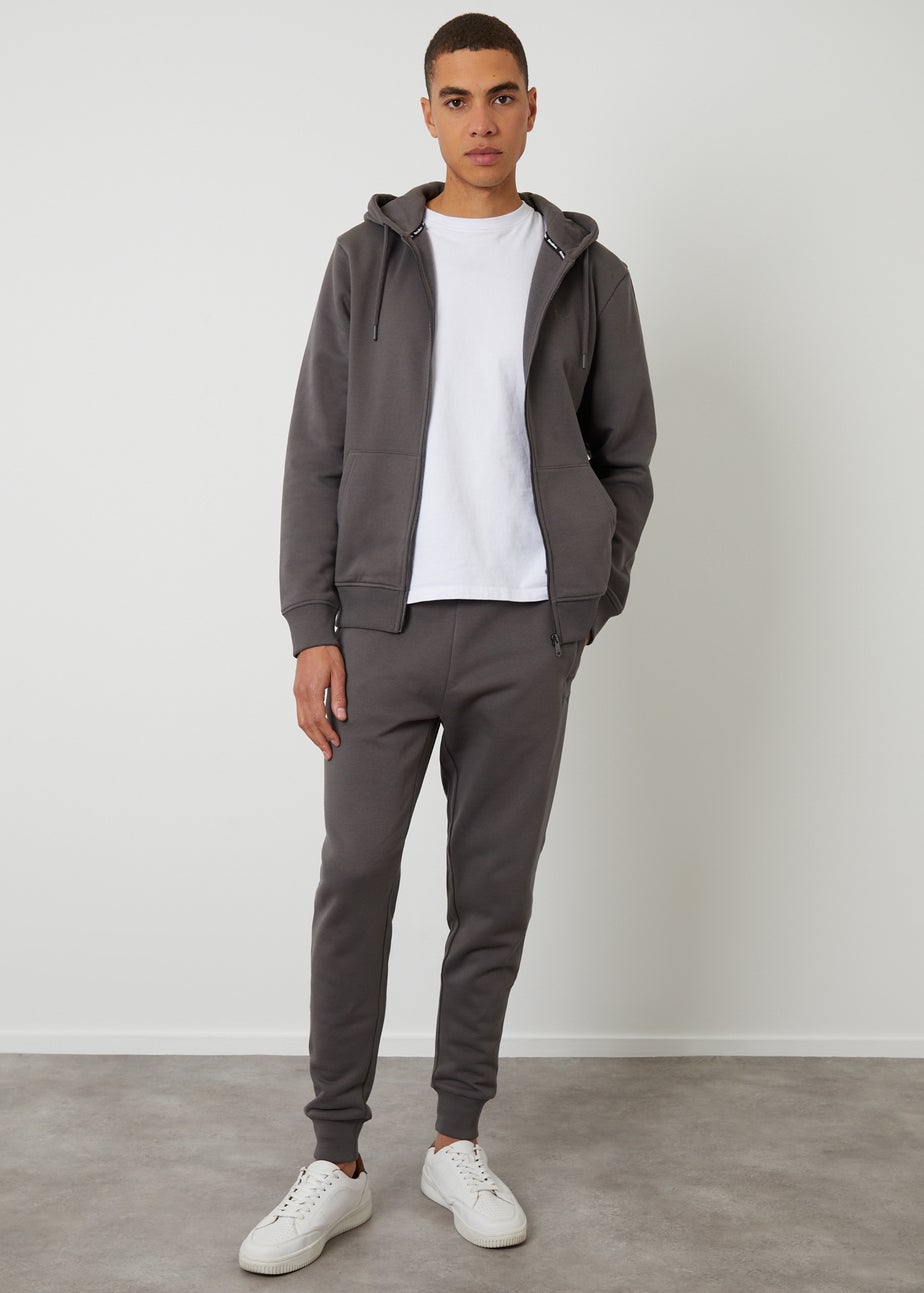 Threadbare Grey Cotton Blend Zip Through Hoodie