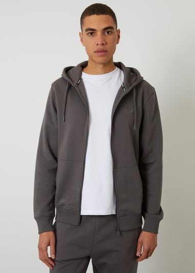 Threadbare Grey Cotton Blend Zip Through Hoodie