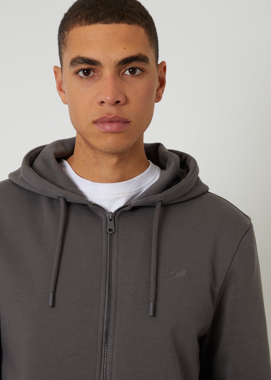 Threadbare Grey Cotton Blend Zip Through Hoodie