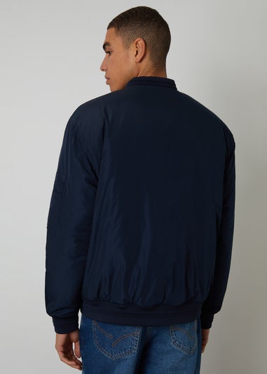 Threadbare Navy Padded Bomber Jacket
