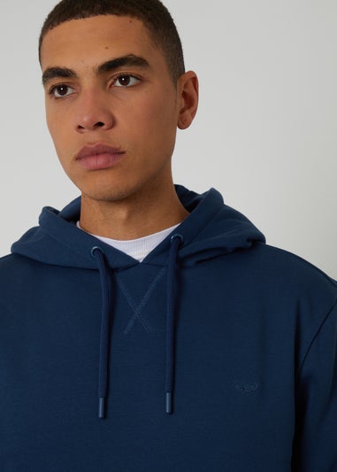 Threadbare Dark Blue Cotton Blend Pullover Hoody