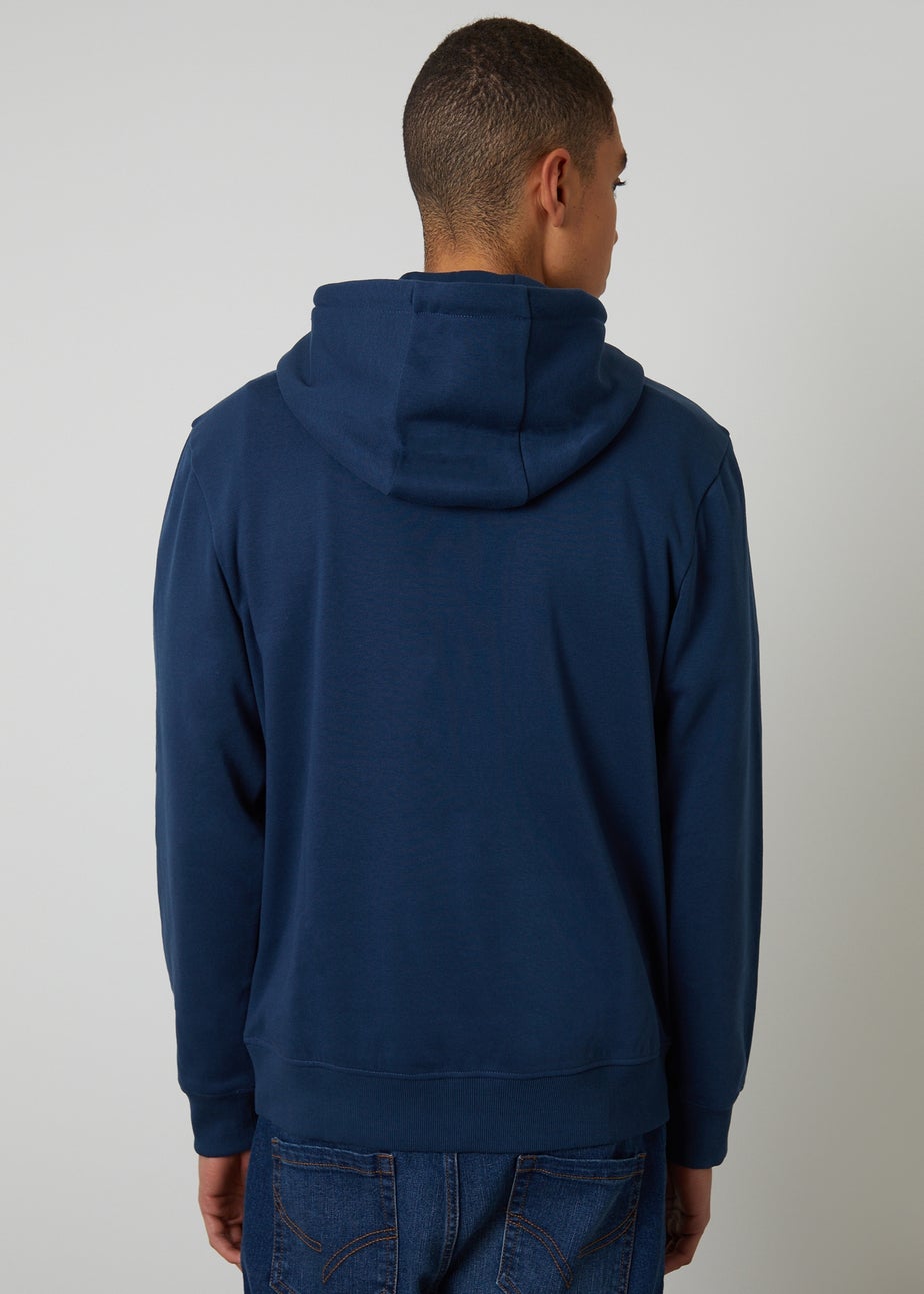 Threadbare Dark Blue Cotton Blend Pullover Hoody