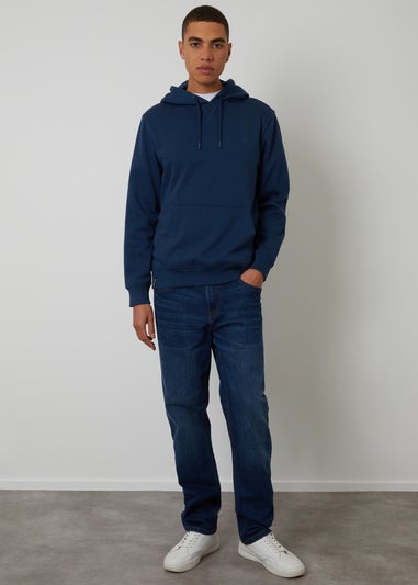 Threadbare Dark Blue Cotton Blend Pullover Hoody