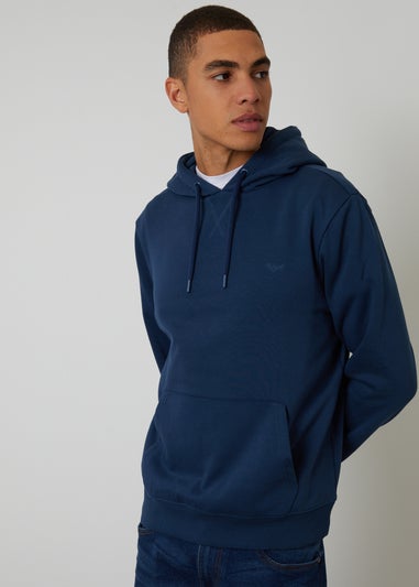 Threadbare Dark Blue Cotton Blend Pullover Hoody
