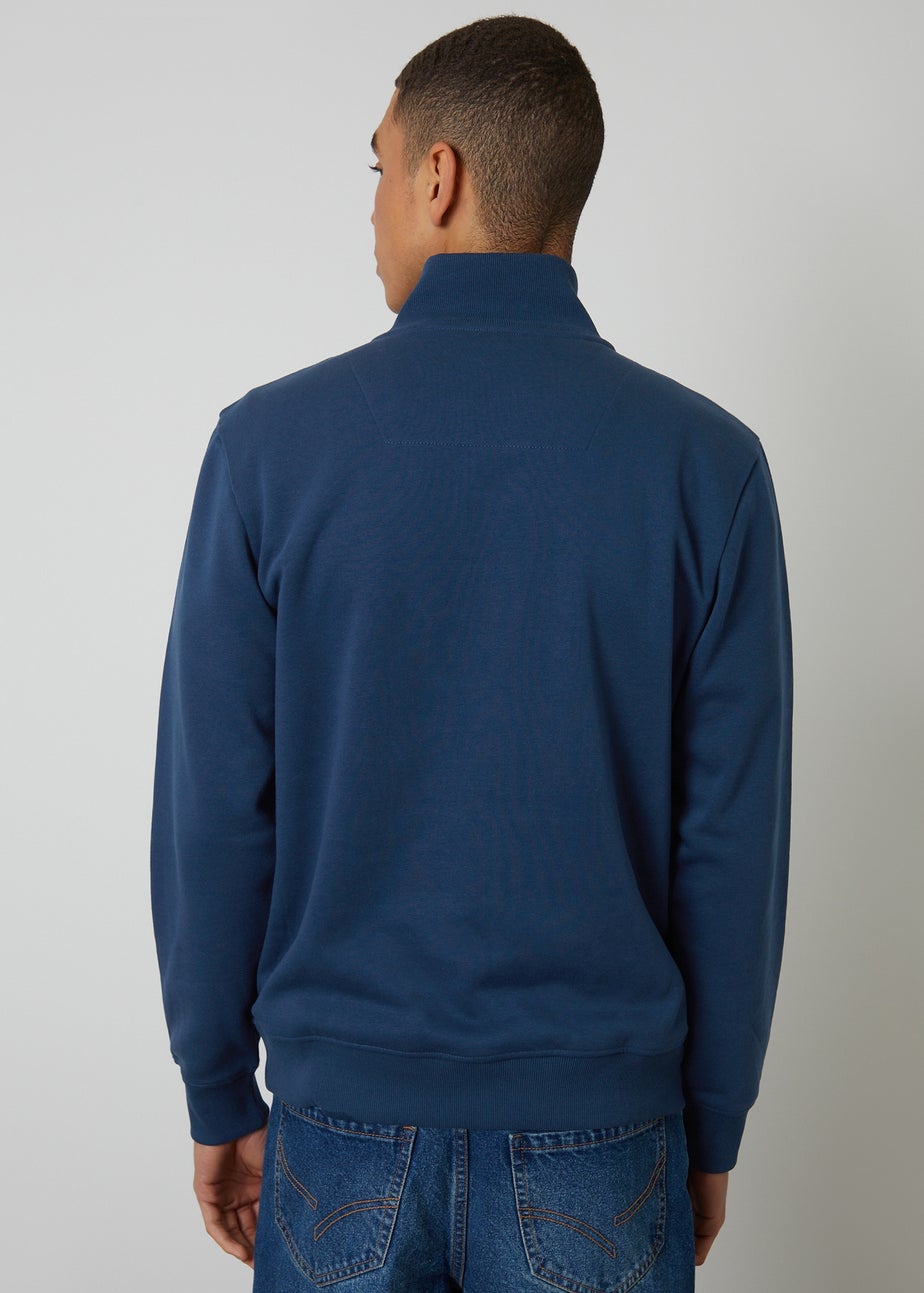 Threadbare Dark Blue Quarter Zip Sweatshirt