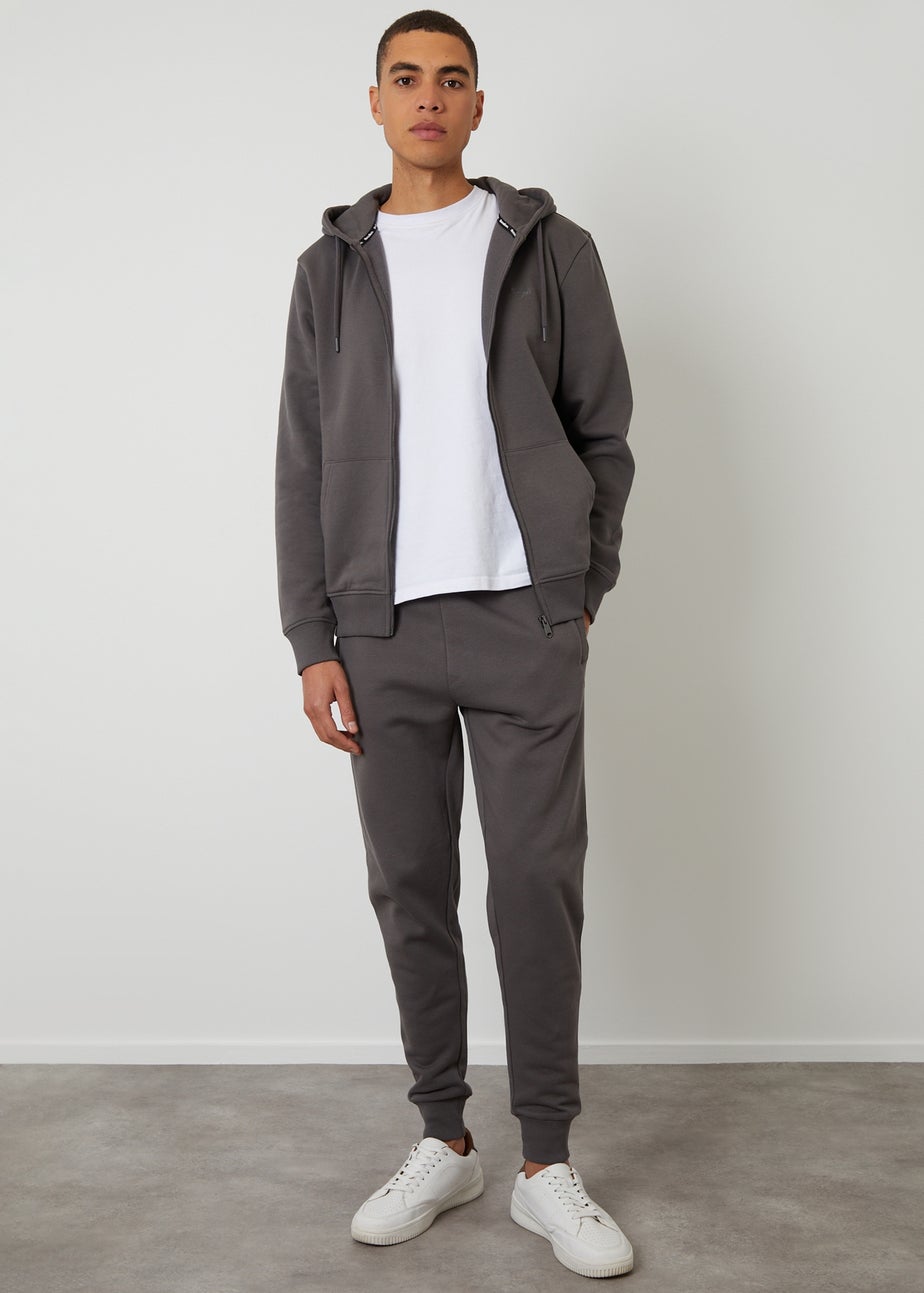 Threadbare Dark Grey Cotton Blend Regular Fit Joggers