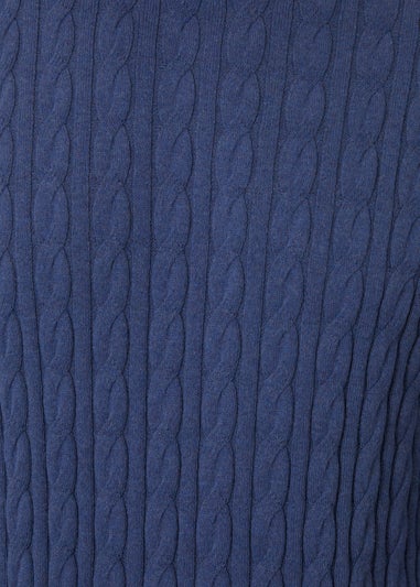 Threadbare Blue Cable Knit Crew Neck Jumper