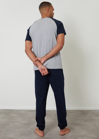 Threadbare Navy Raglan Short Sleeve Lounge Set
