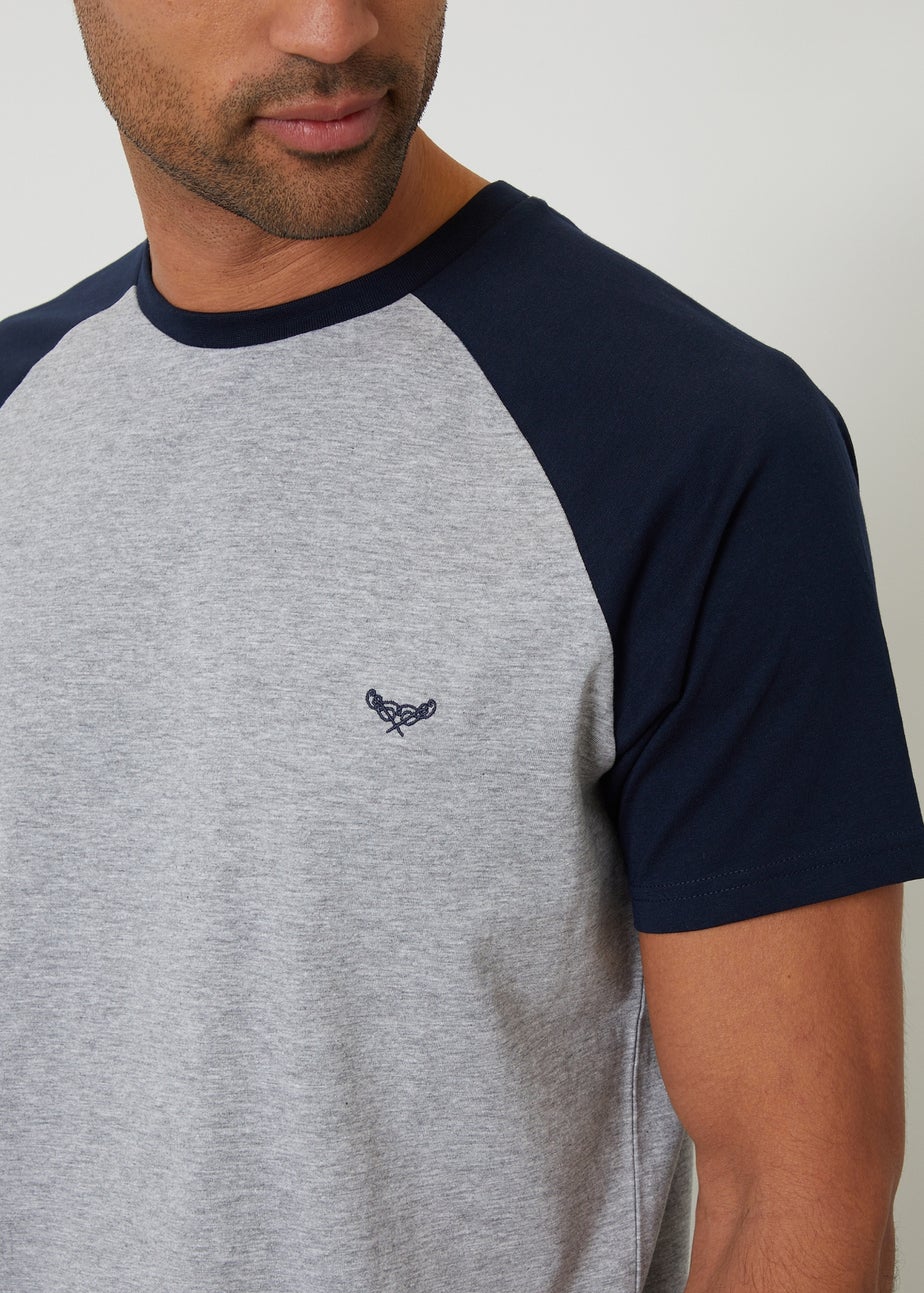 Threadbare Navy Raglan Short Sleeve Lounge Set