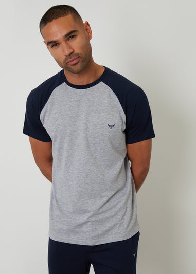 Threadbare Navy Raglan Short Sleeve Lounge Set