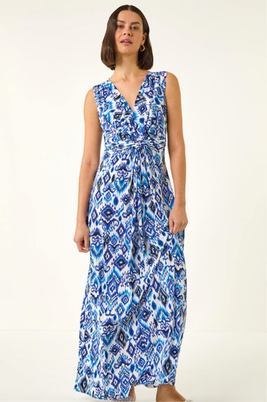 Roman Blue Aztec Twist Maxi Dress