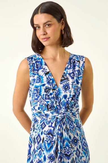 Roman Blue Aztec Twist Maxi Dress